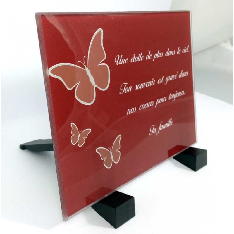 Plaque Funéraire Personnalisée Papillons – 20x15 Cm Aluminium Brossé – 1 à 3 Lignes – Hommage Émouvant Et Élégant