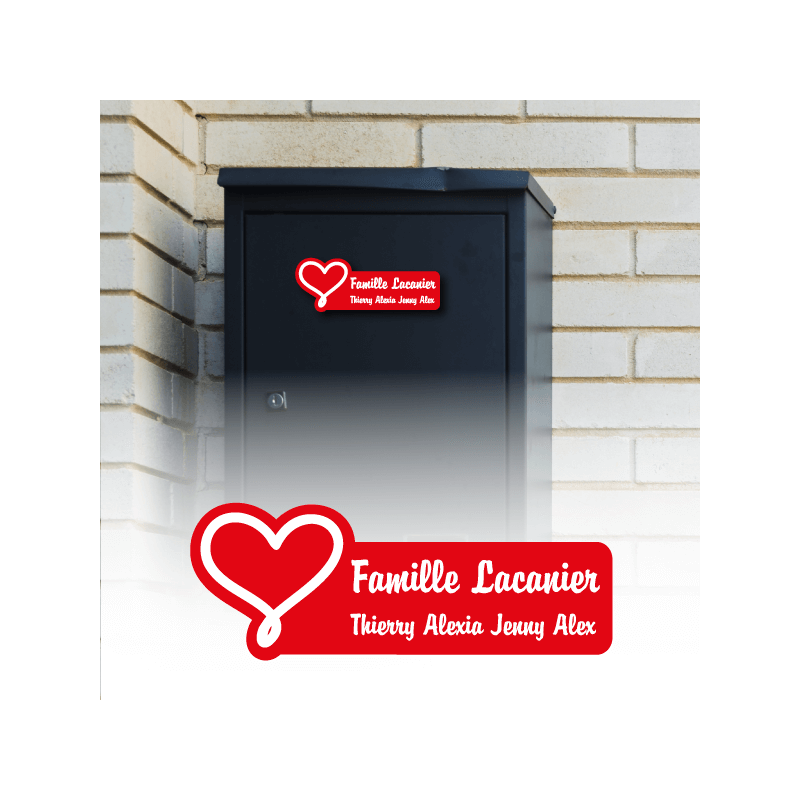 Plaque de boite aux lettres personnalisables (coeur) - Les P'tites Fees