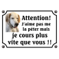 Plaque Chien "J'aime pas me la péter mais je cours plus vite que vous" avec photo