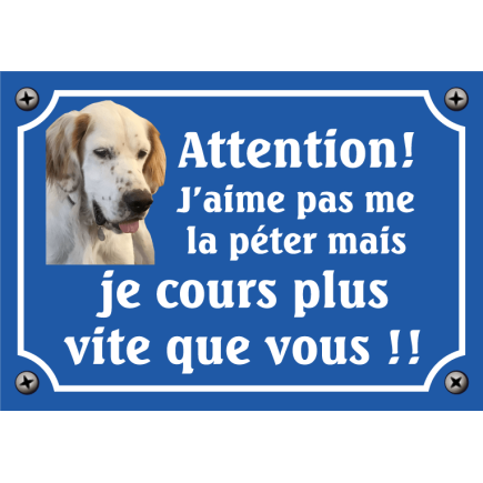 Plaque Chien "J'aime pas me la péter mais je cours plus vite que vous" avec photo