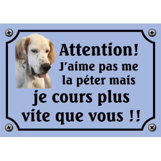 Plaque Chien "J'aime pas me la péter mais je cours plus vite que vous" avec photo