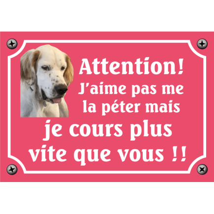 Plaque Chien "J'aime pas me la péter mais je cours plus vite que vous" avec photo