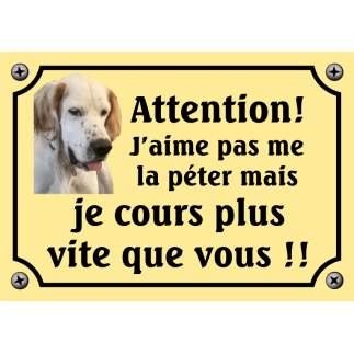 Plaque Chien "J'aime pas me la péter mais je cours plus vite que vous" avec photo