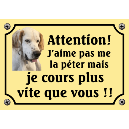 Plaque Chien "J'aime pas me la péter mais je cours plus vite que vous" avec photo