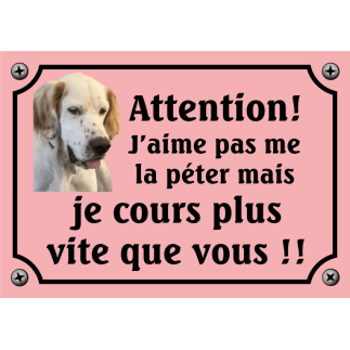 Plaque Chien "J'aime pas me la péter mais je cours plus vite que vous" avec photo