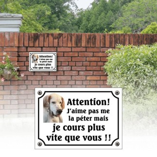 Plaque Chien "J'aime pas me la péter mais je cours plus vite que vous" avec photo