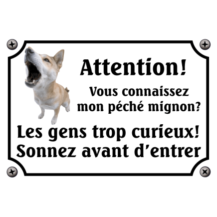 Plaque Chien "Mon péché mignon? Les gens curieux!" avec photo