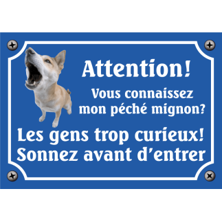 Plaque Chien "Mon péché mignon? Les gens curieux!" avec photo