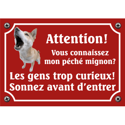 Plaque Chien "Mon péché mignon? Les gens curieux!" avec photo