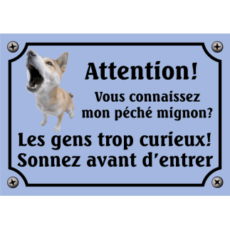 Plaque Chien "Mon péché mignon? Les gens curieux!" avec photo