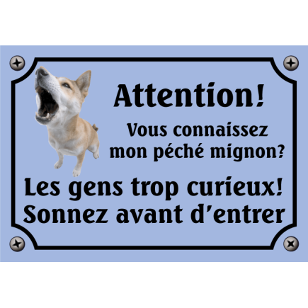 Plaque Chien "Mon péché mignon? Les gens curieux!" avec photo