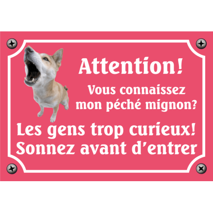 Plaque Chien "Mon péché mignon? Les gens curieux!" avec photo