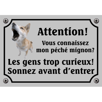 Plaque Chien "Mon péché mignon? Les gens curieux!" avec photo