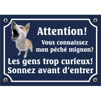 Plaque Chien "Mon péché mignon? Les gens curieux!" avec photo