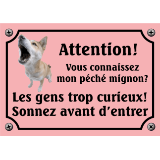 Plaque Chien "Mon péché mignon? Les gens curieux!" avec photo