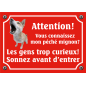 Plaque Chien "Mon péché mignon? Les gens curieux!" avec photo Plaque Chien "Mon péché mignon? Les gens curieux!" avec photo
