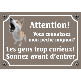 Plaque Chien "Mon péché mignon? Les gens curieux!" avec photo