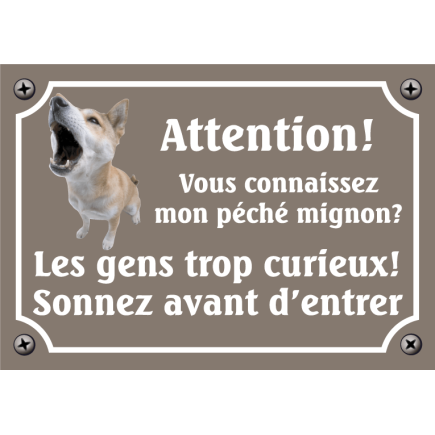 Plaque Chien "Mon péché mignon? Les gens curieux!" avec photo