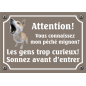 Plaque Chien "Mon péché mignon? Les gens curieux!" avec photo Plaque Chien "Mon péché mignon? Les gens curieux!" avec photo