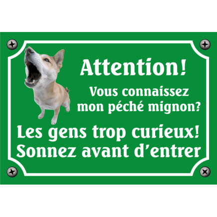 Plaque Chien "Mon péché mignon? Les gens curieux!" avec photo