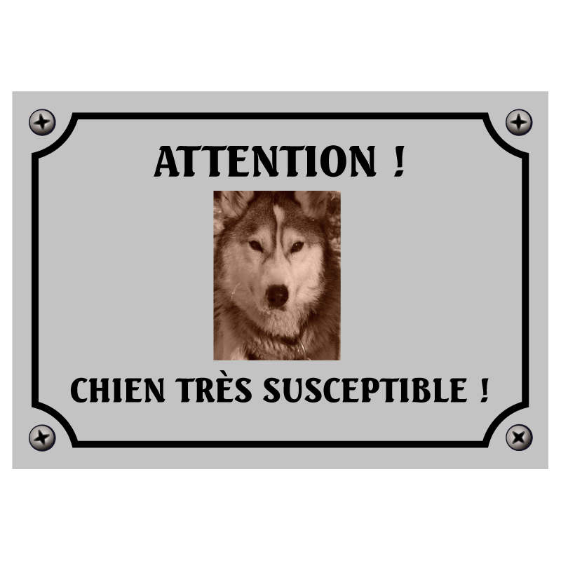 Pancarte Chien Plaque émaillée Humoristique - CHIEN LUNATIQUE - 10x15cm - Déco Murale Originale Panneau Publicitaire