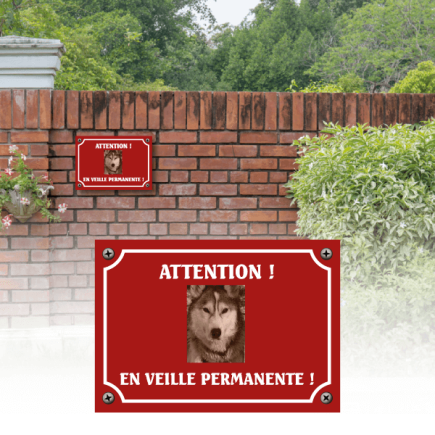 Plaque chien humour "Chien en veille permanente"