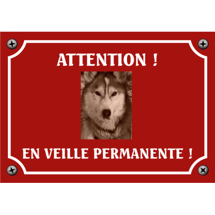 Plaque chien humour "Chien en veille permanente"