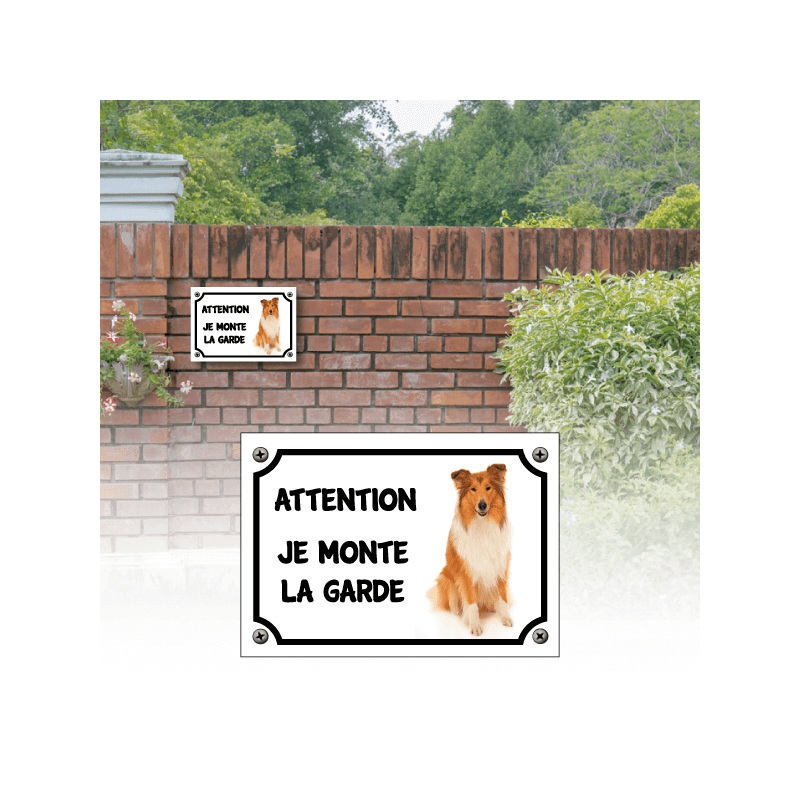 Plaque race de chien grand "Attention je monte la garde"