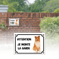 Plaque race de chien grand "Attention je monte la garde"