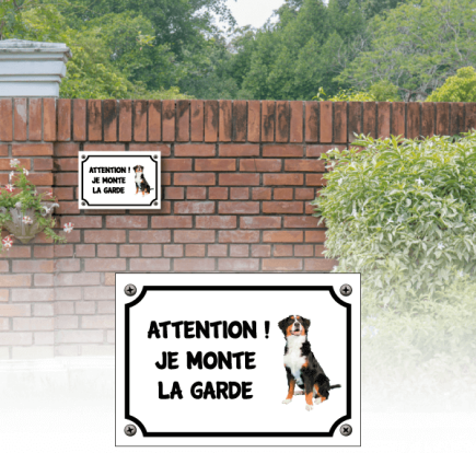 Plaque race de chien moyen "Attention je monte la garde"