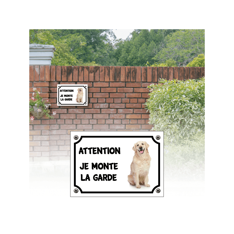 Plaque race de chien moyen "Attention je monte la garde" Plaque race de chien moyen "Attention je monte la garde"