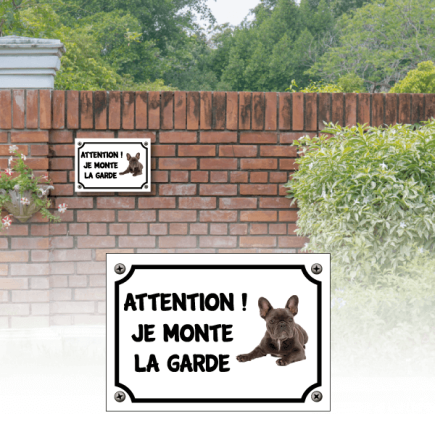 Plaque race de chien petits "Attention je monte la garde"