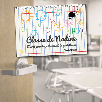 Plaque porte personnalisable salle de classe pour maître