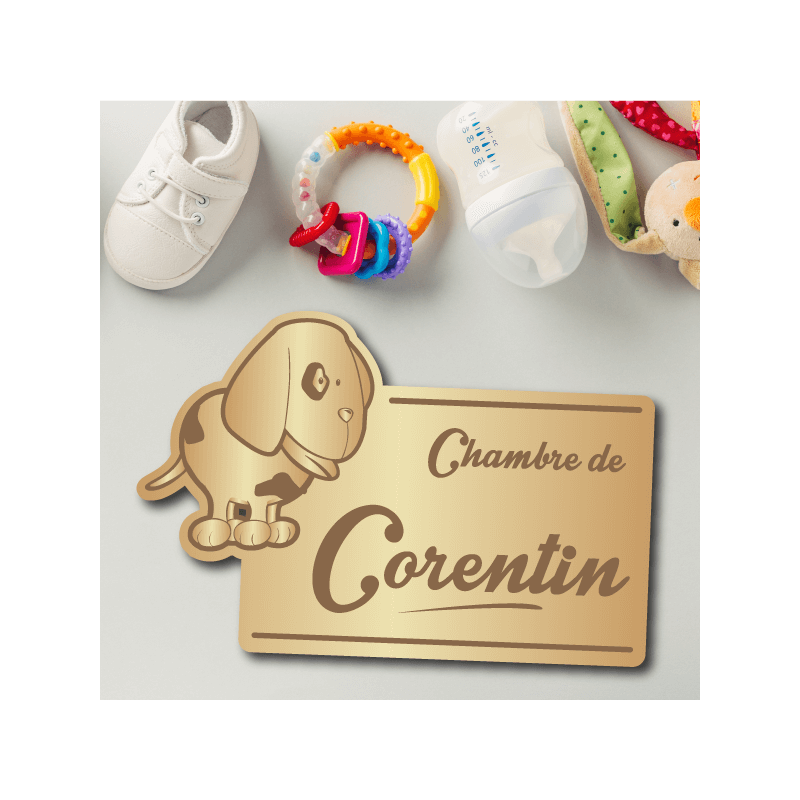 Plaque de Chambre Enfant Bois Chien