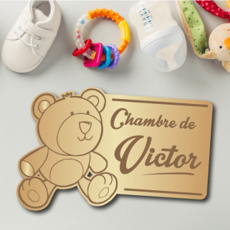 Plaque de Chambre Enfant Bois Ourson