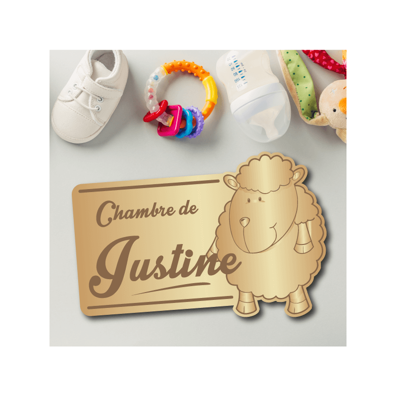 Plaque de Chambre Enfant Bois Mouton