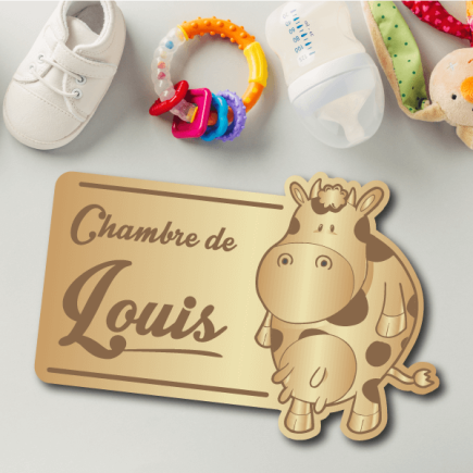 Plaque de Chambre Enfant Bois Vache