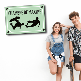 Plaque de chambre ado skate