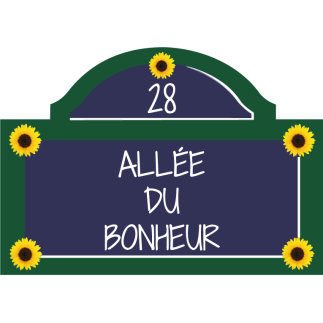 Plaque de rue parisienne avec fronton tournesol