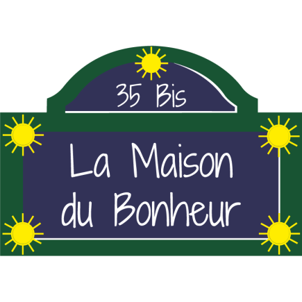 Plaque de rue parisienne avec fronton soleil