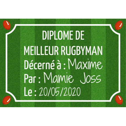 Diplome du meilleur rugbyman