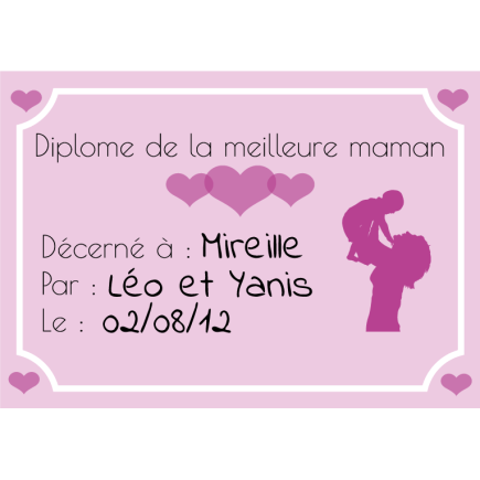 Diplome de la Meilleure maman