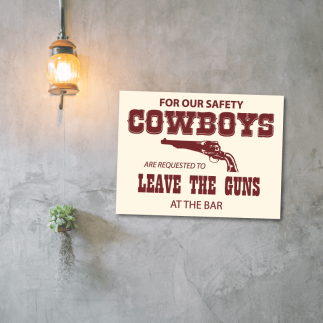 Plaque de décoration Thème Cowboys 20x15cm