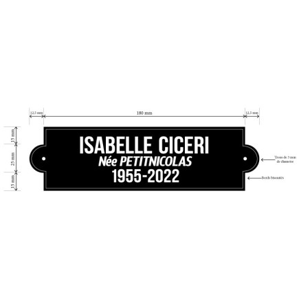 Plaque plexi 5 mm 205x55mm  fond noir lettre blanche