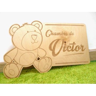 Plaque de Chambre Enfant Bois Chien