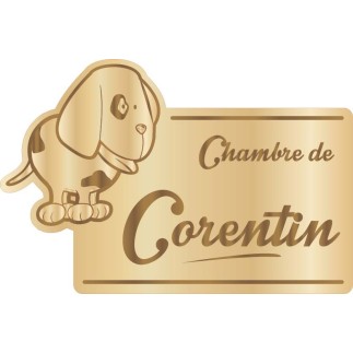 Plaque de Chambre Enfant Bois Chien