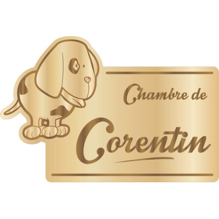 Plaque de Chambre Enfant Bois Chien