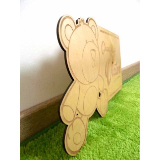 Plaque de Chambre Enfant Bois Ourson