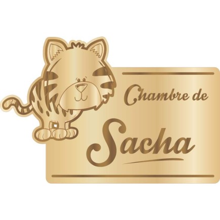 Plaque de Chambre Enfant Bois Chat