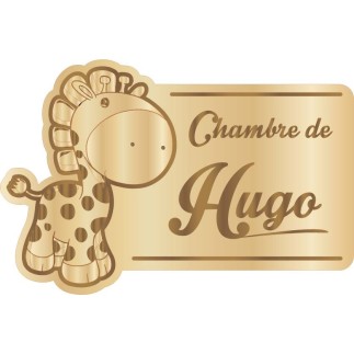 Plaque de Chambre Enfant Bois Girafe